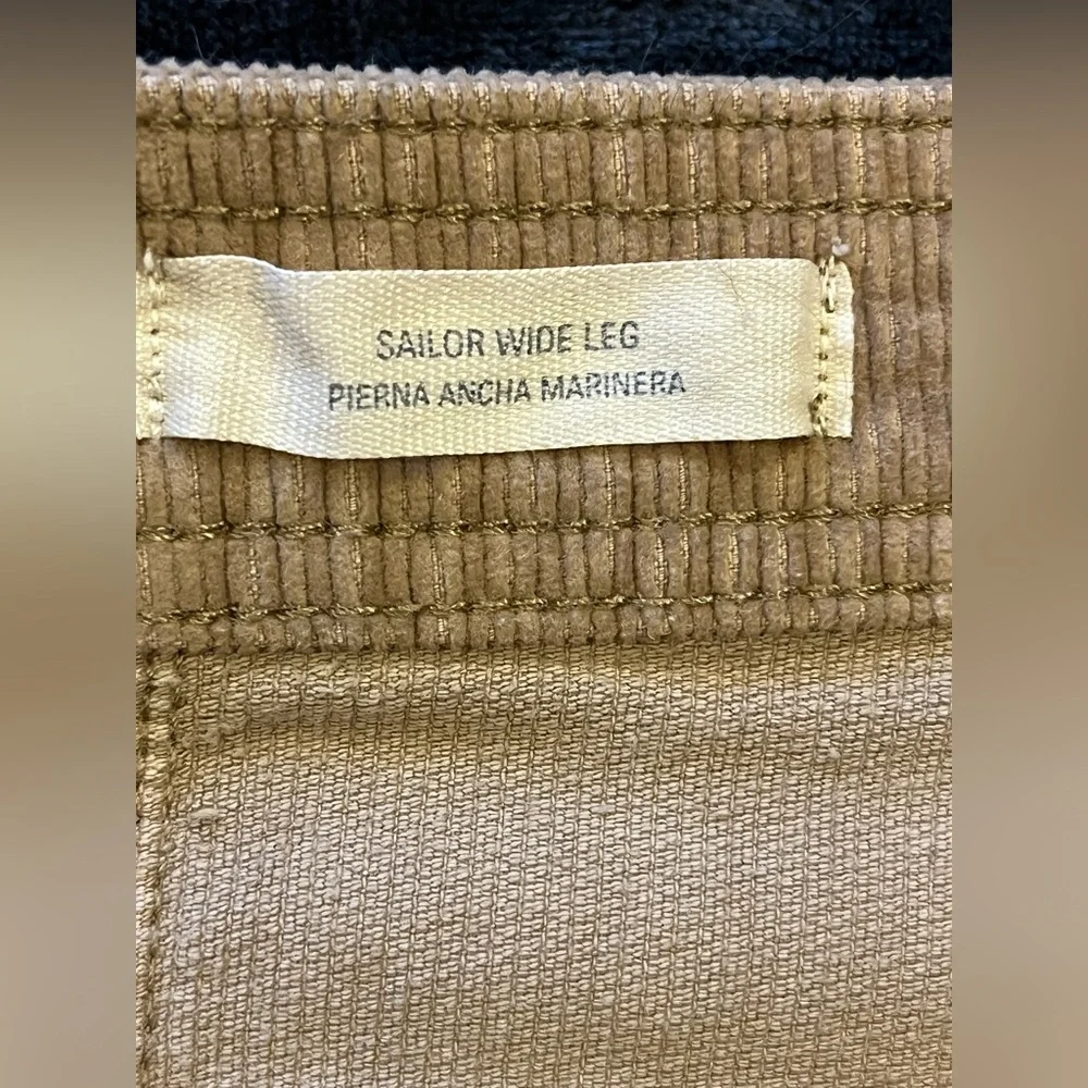 Wide leg corduroy pants. High rise ankle length. 98% cotton. Khaki/ tan 16 NWOT - Picture 8 of 16